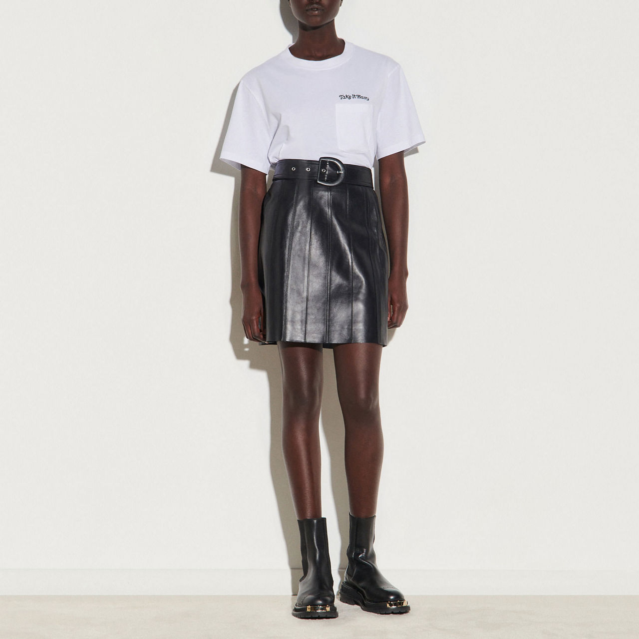 Leena A Line Leather Skirt Leena A Line Leather Skirt