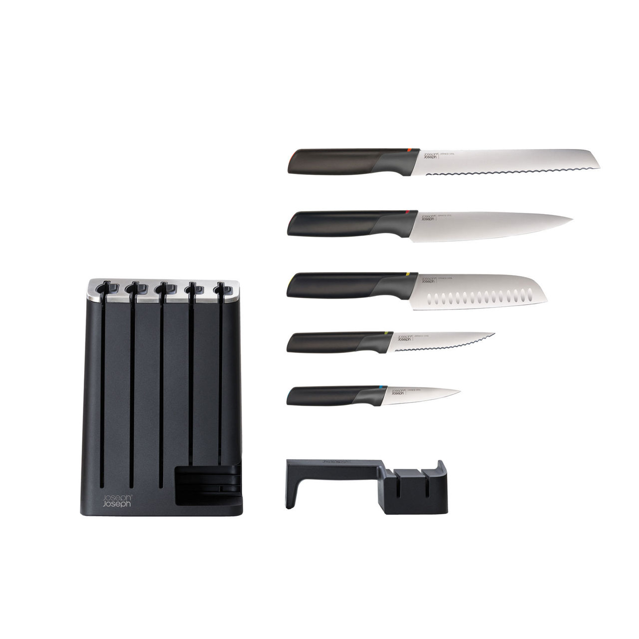 Elevate™ Knives SlimBlock Five-Piece Knife Set with Sharpener Elevate™ Knives SlimBlock Five-Piece Knife Set with Sharpener