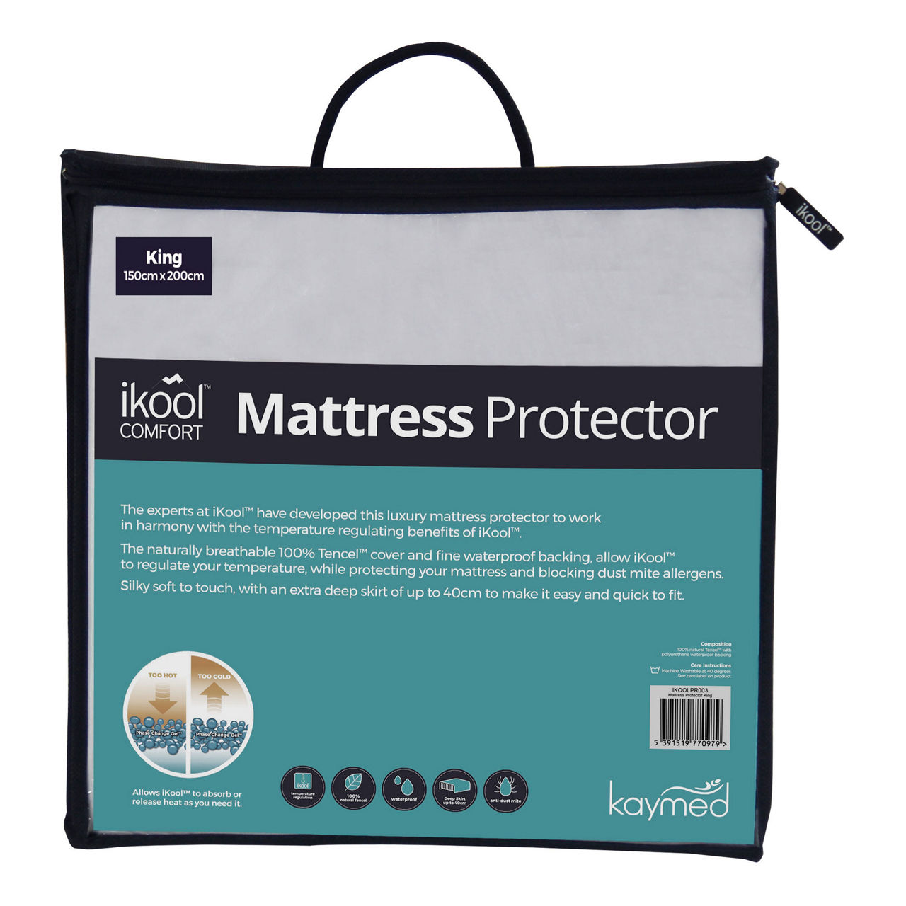 Ikool Comfort 40cm deep Mattress Protector White Ikool Comfort 40cm deep Mattress Protector White