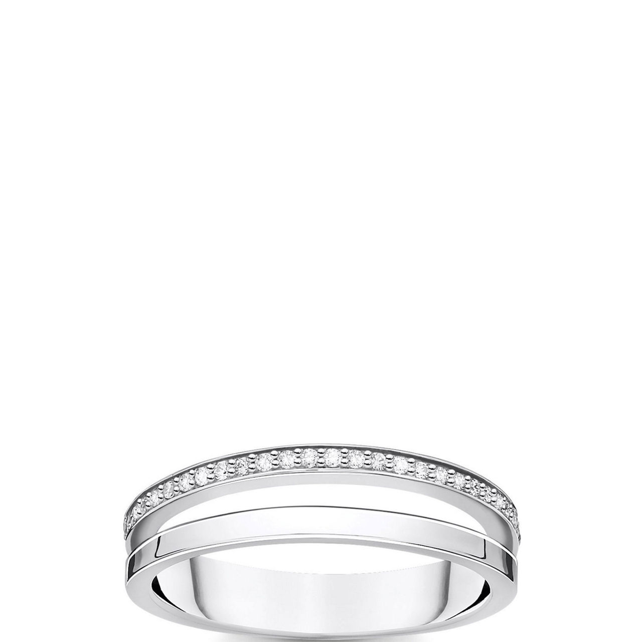 Ring Double White Stones Silver