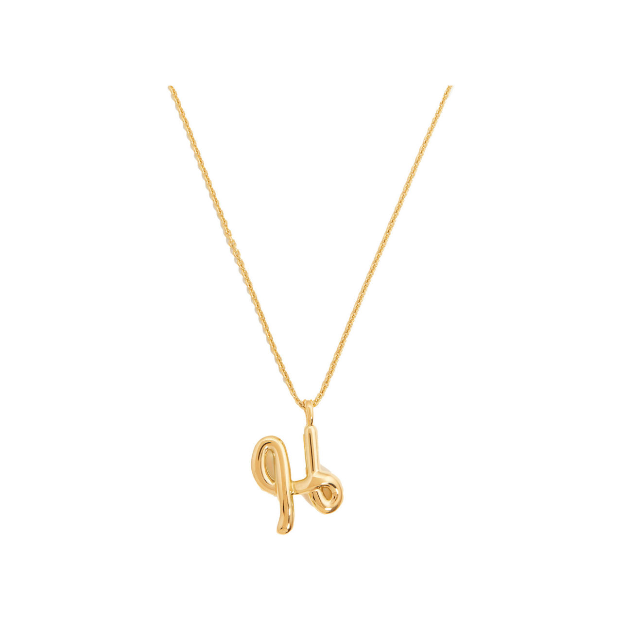 Curly Molten 18 kt Gold Plated Initial Necklace H Curly Molten 18 kt Gold Plated Initial Necklace H