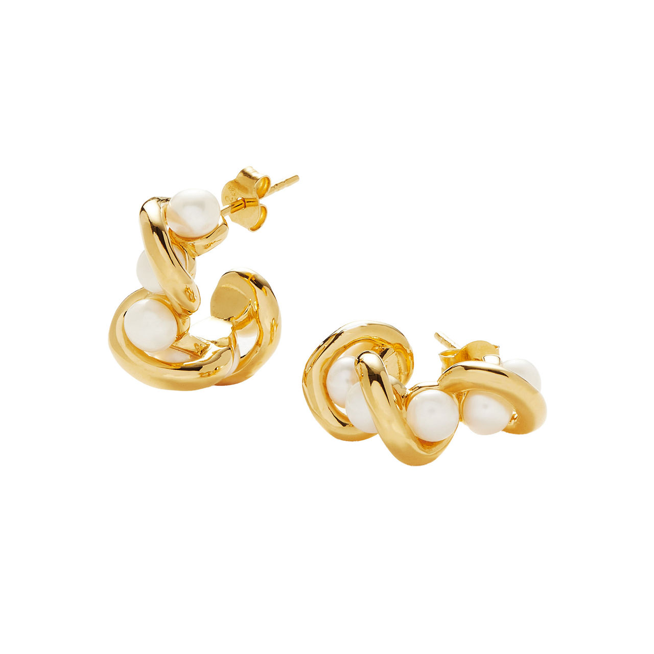 Molten Pearl Twisted Mini Double Hoop Earrings Molten Pearl Twisted Mini Double Hoop Earrings