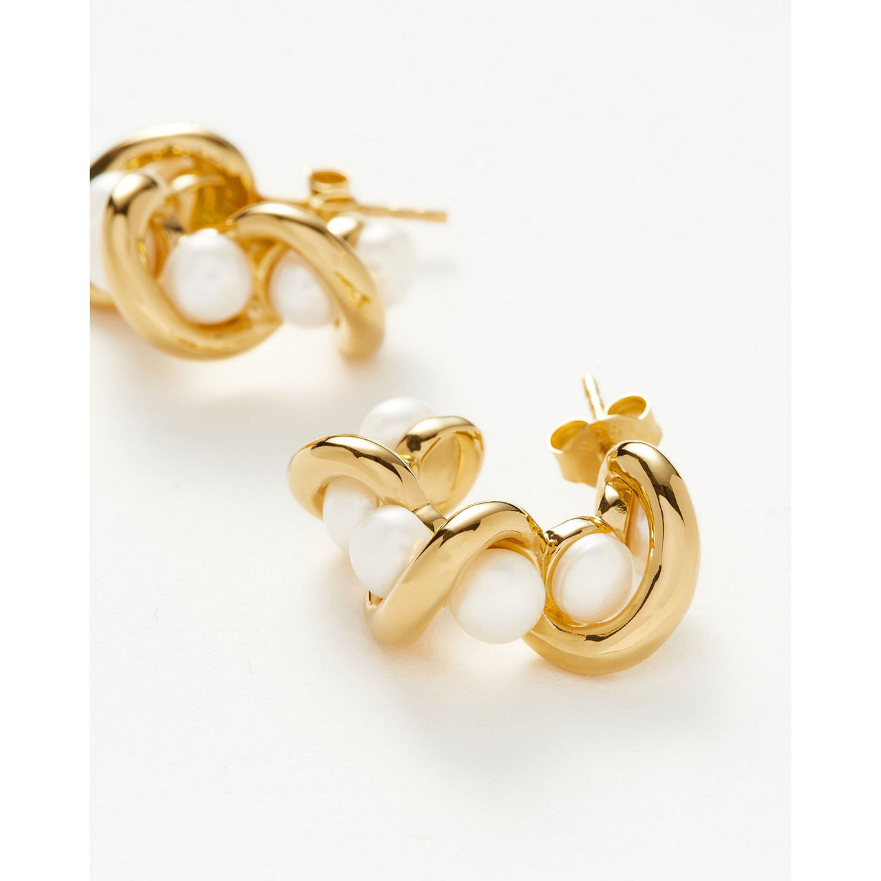 Molten Pearl Twisted Mini Double Hoop Earrings Molten Pearl Twisted Mini Double Hoop Earrings