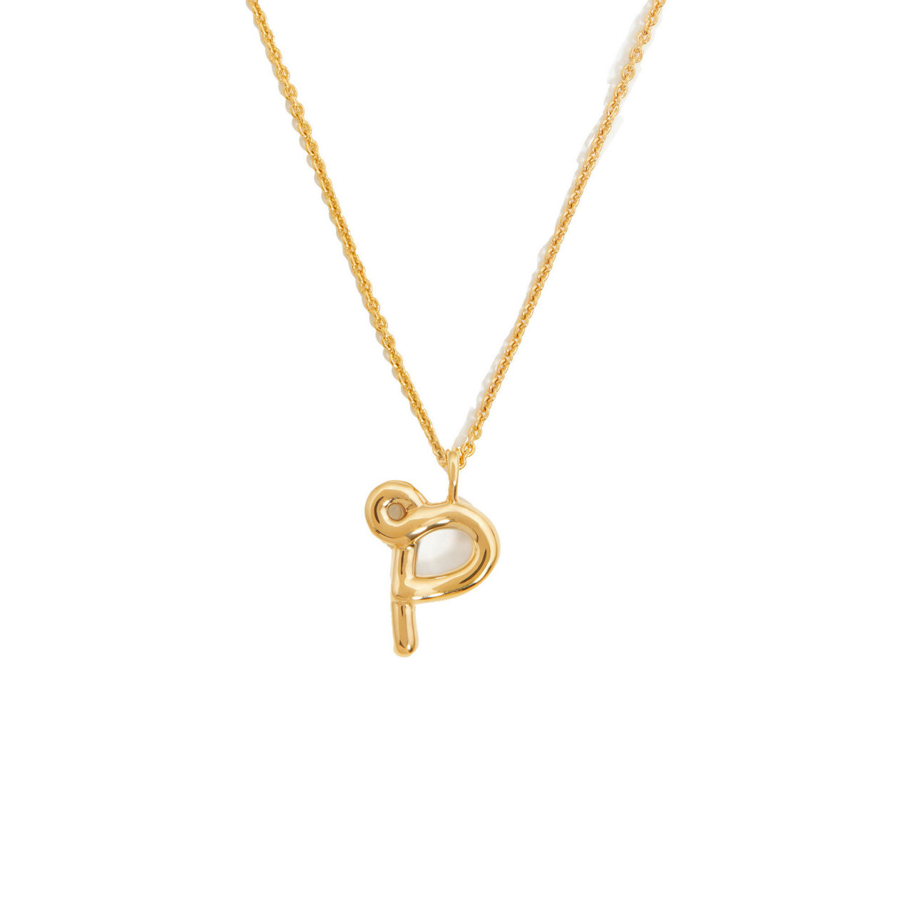 Curly Molten 18 kt Gold Plated Initial Necklace P