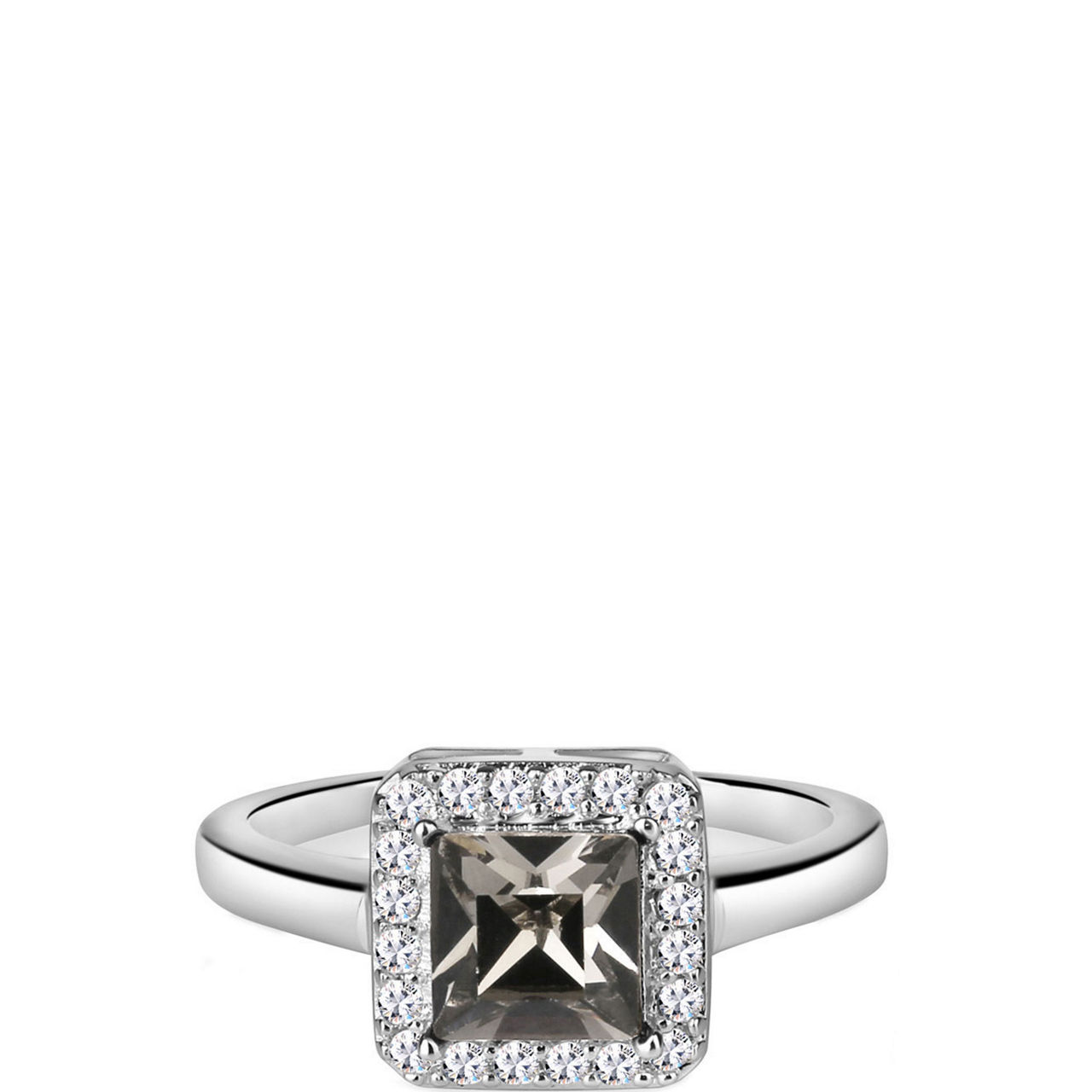 Black & Clear Stone Square Ring