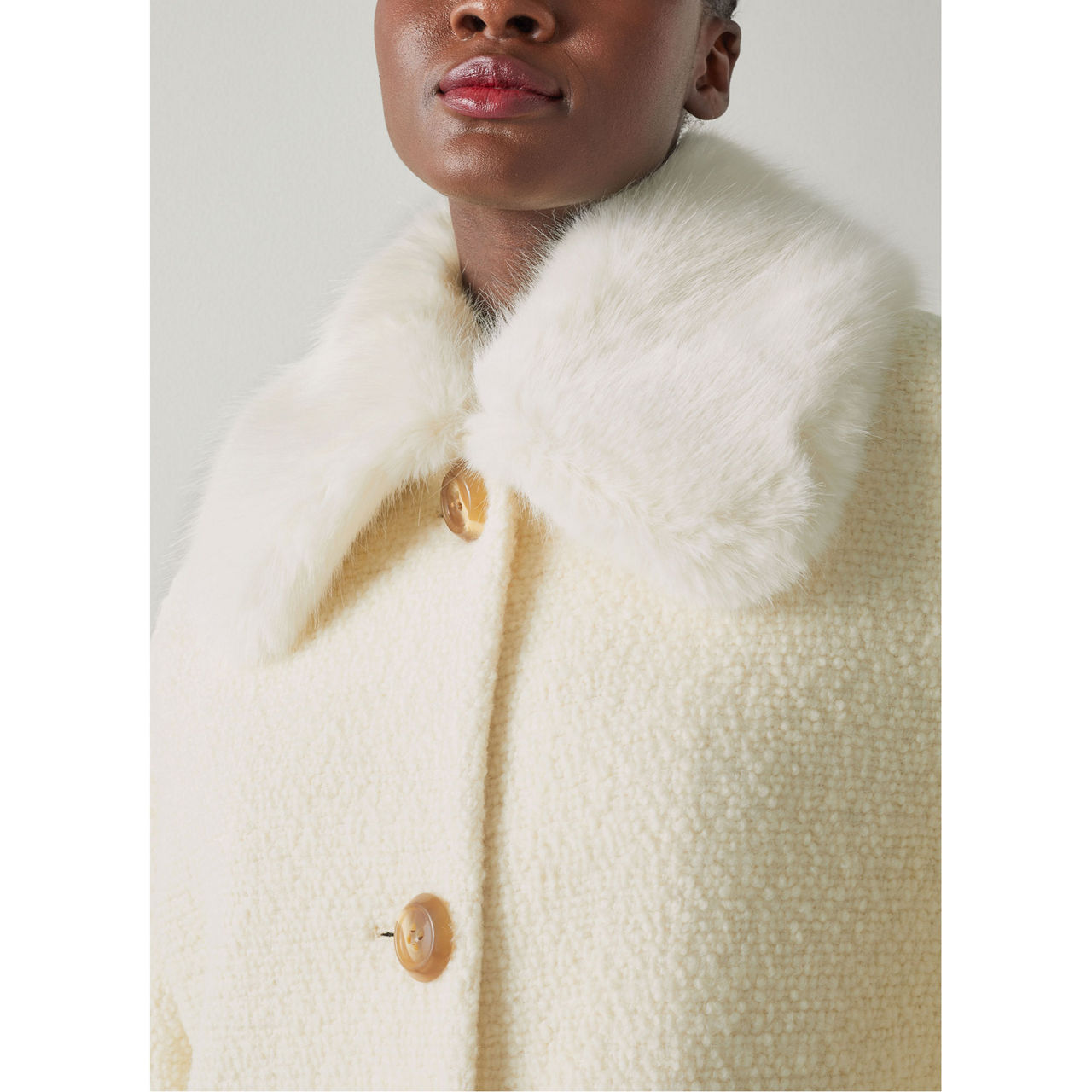 Aster Bouclé Faux Fur Collar Coat Aster Bouclé Faux Fur Collar Coat