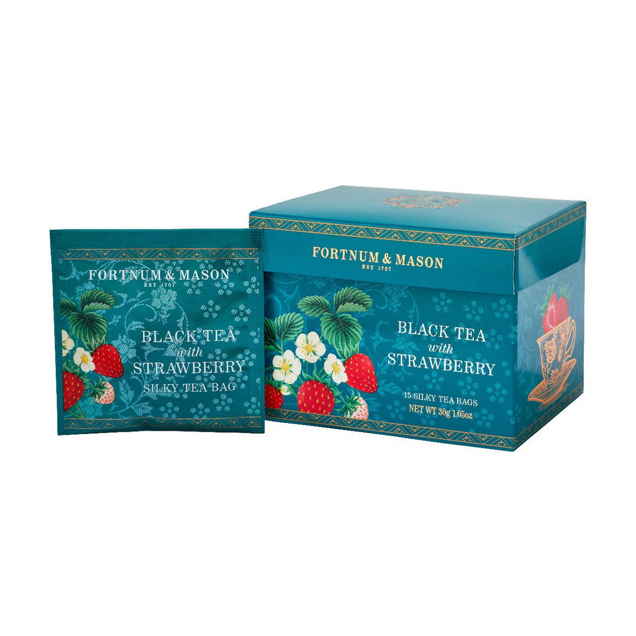 Black Tea With Strawberry 15 Silky Teabags 30g Black Tea With Strawberry 15 Silky Teabags 30g