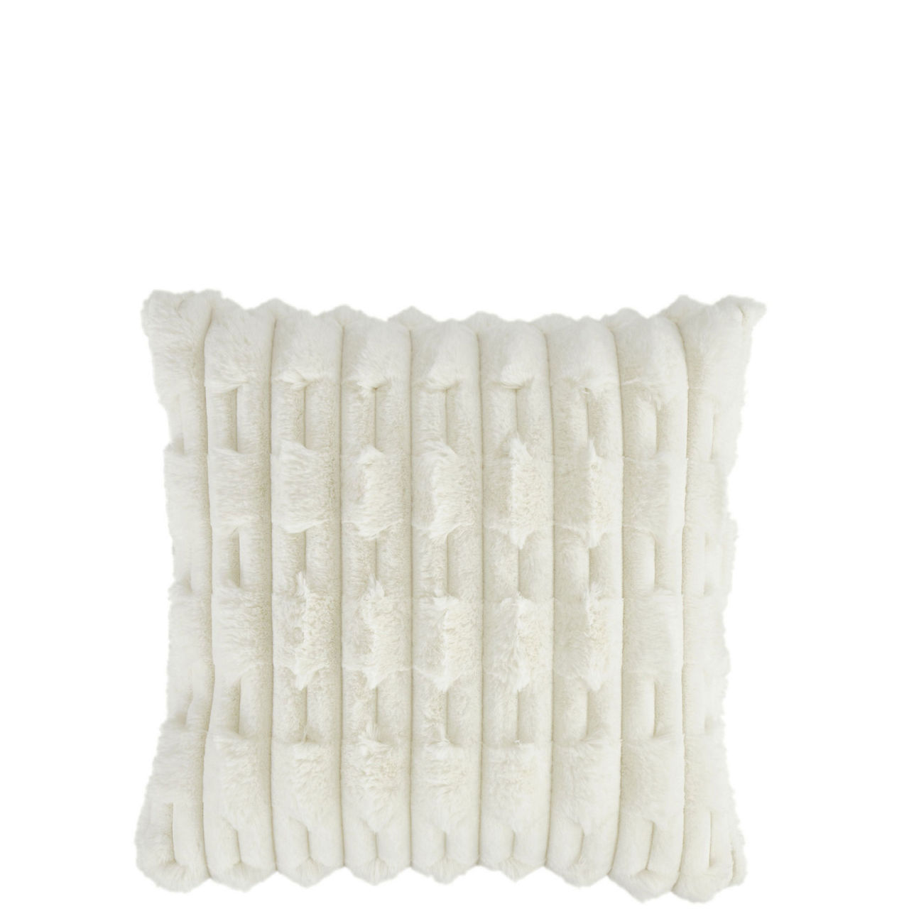 Carved Faux Fur Cushion Cream