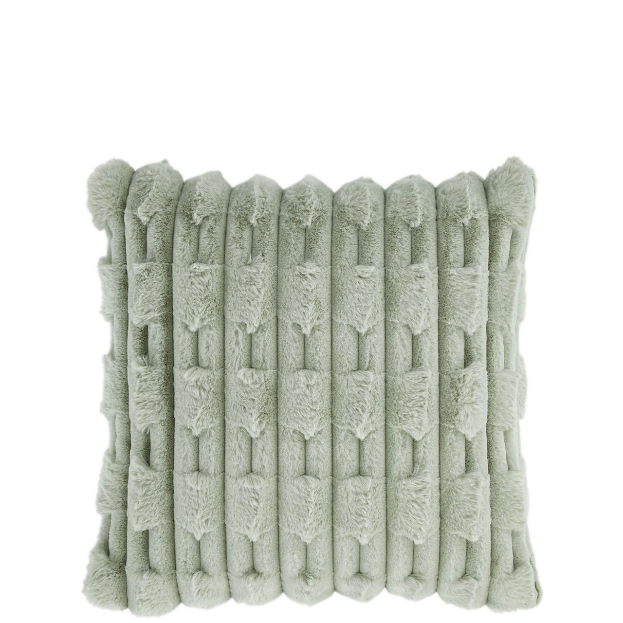 Carved Faux Fur Cushion Sage