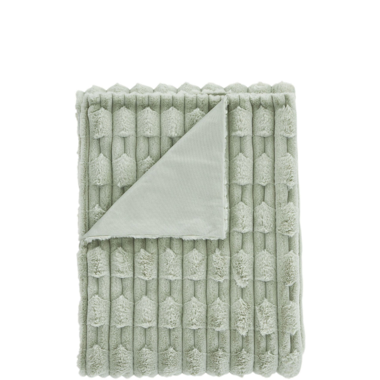 Carved Faux Fur Throw Sage