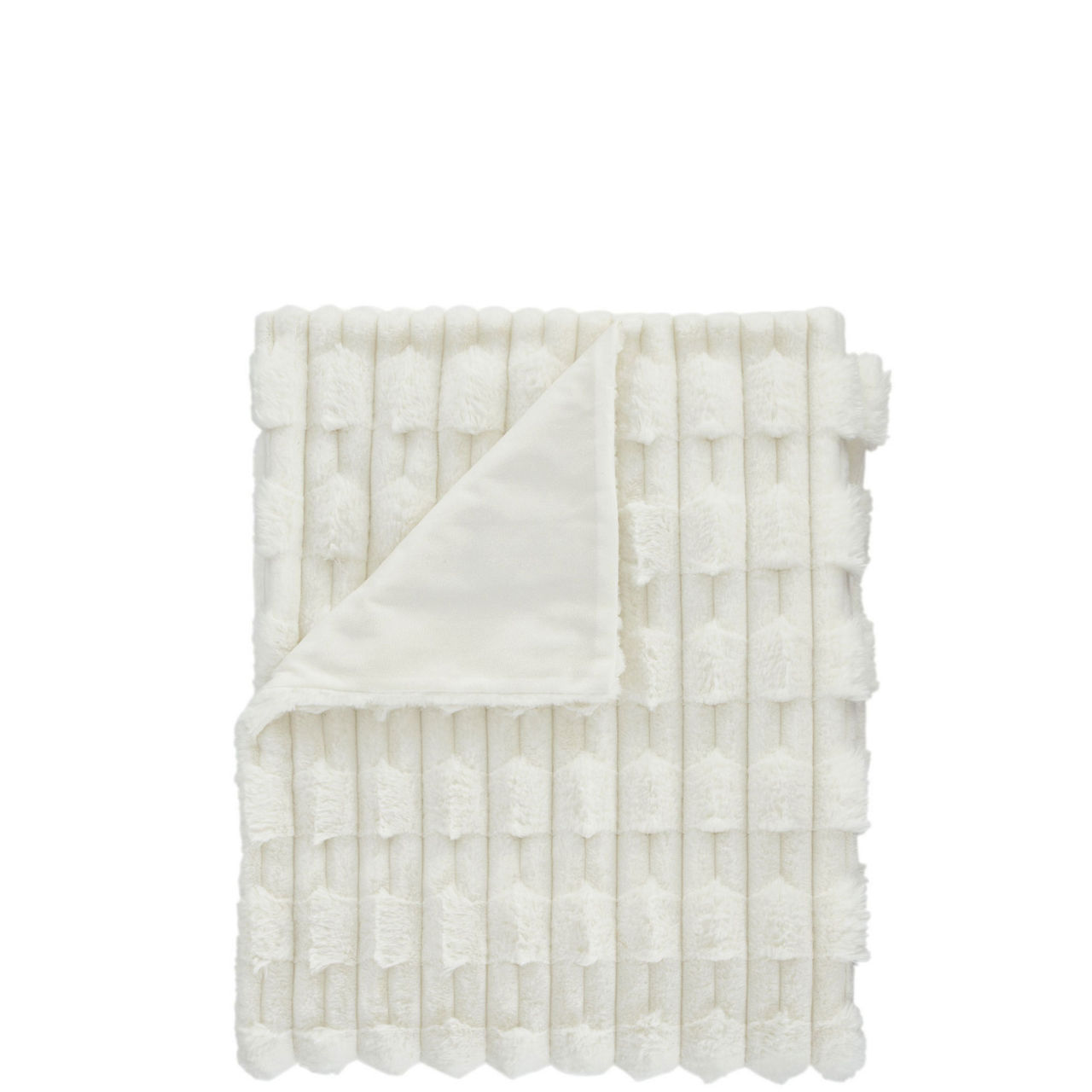 Carved Faux Fur Throw Cream