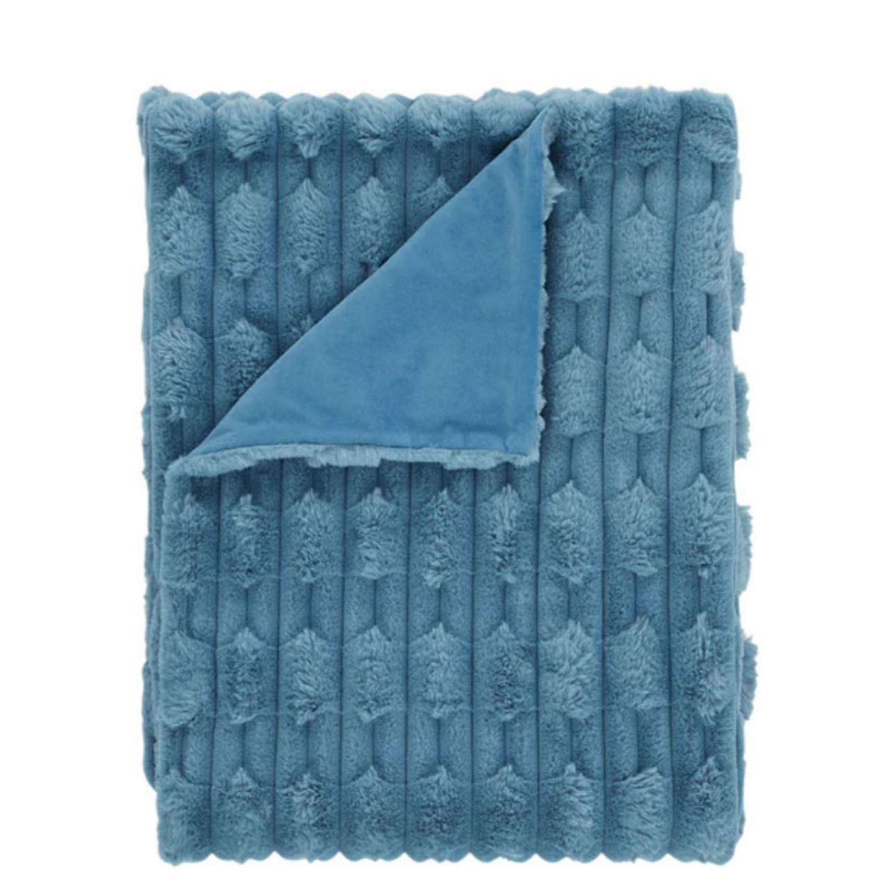 Carved Faux Fur Throw Blue