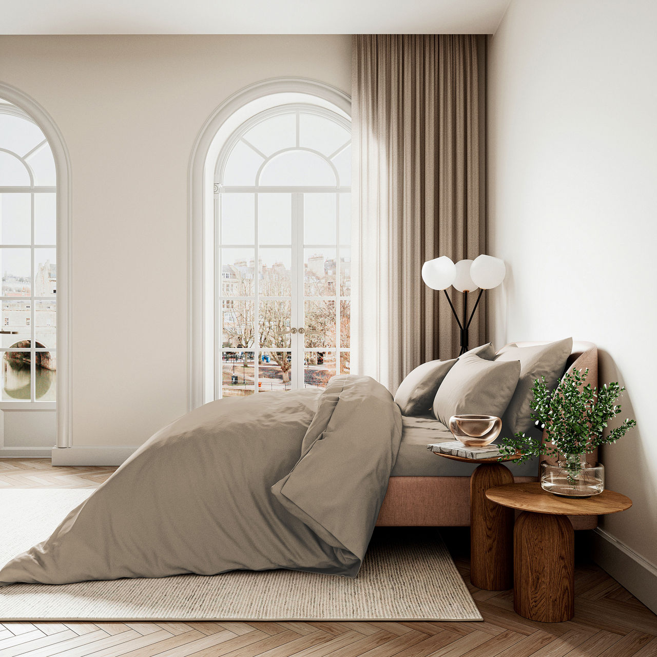 400 TC Cotton Sateen Coordinated Bedding Truffle