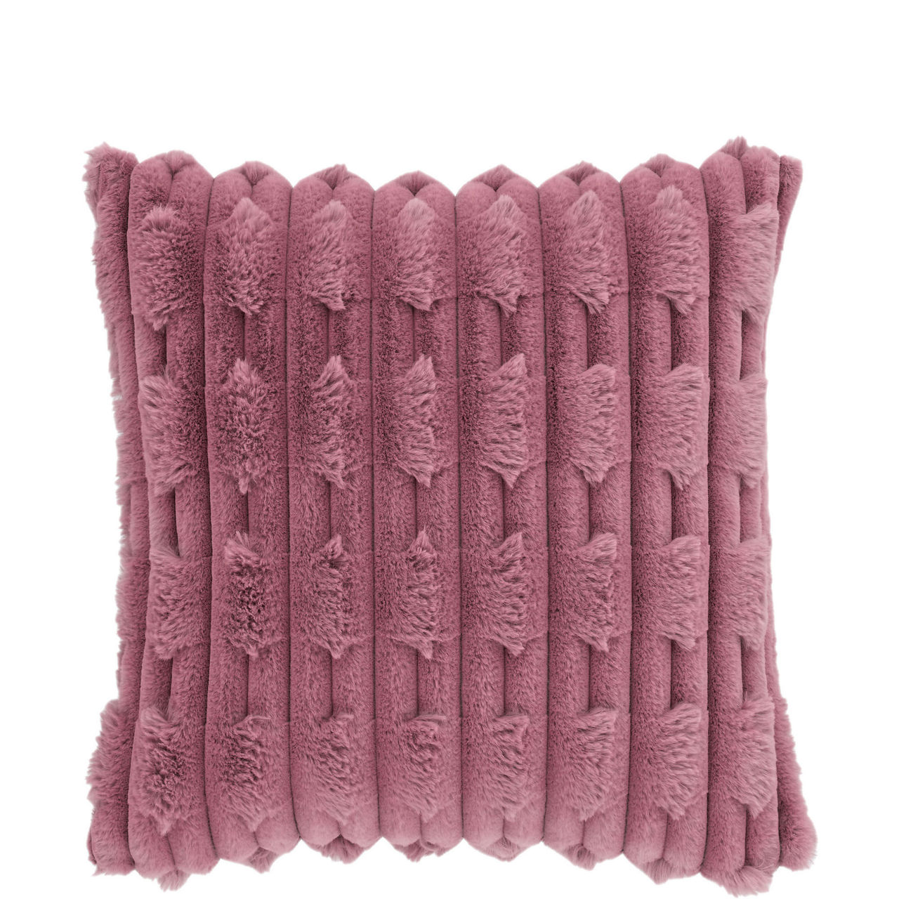 Carved Faux Fur Cushion Pink