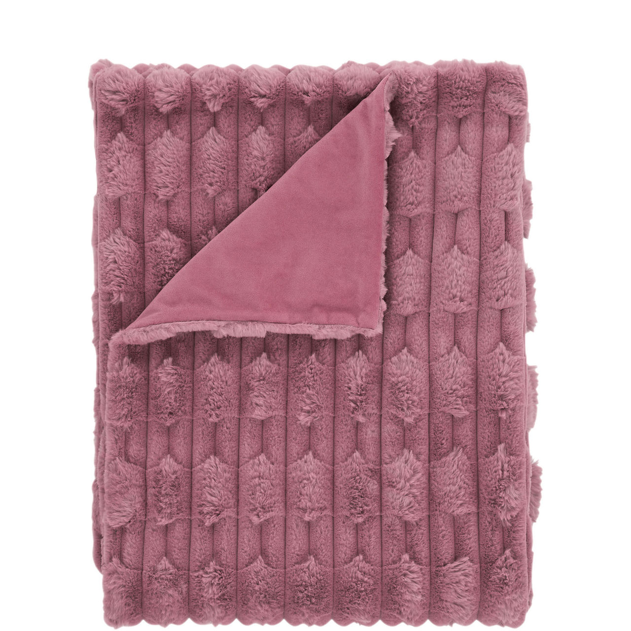 Carved Faux Fur Throw Pink