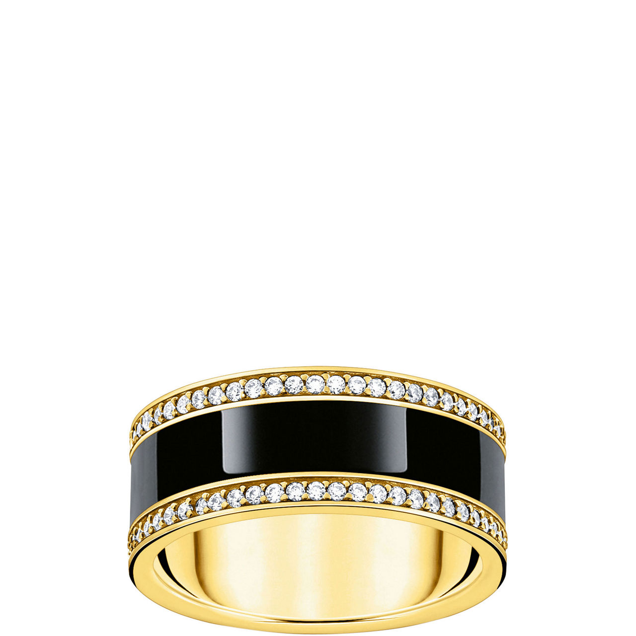 Black Enamel Embellished Band Ring