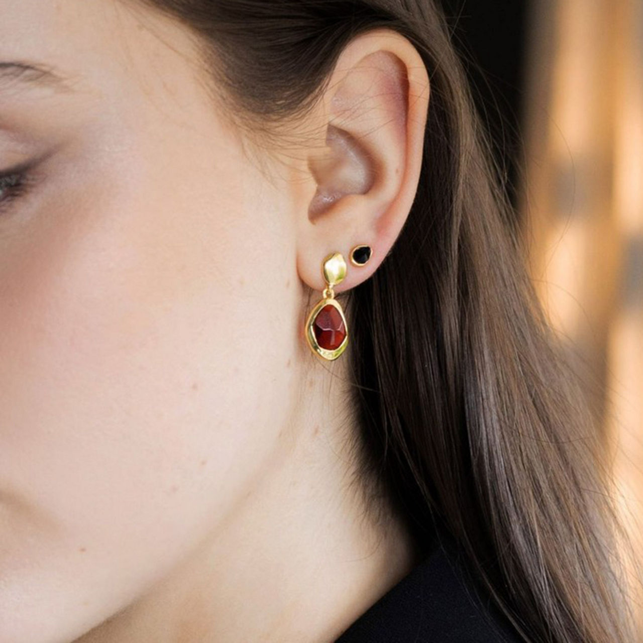 Garnet Stepping Stone Drop Earrings Garnet Stepping Stone Drop Earrings