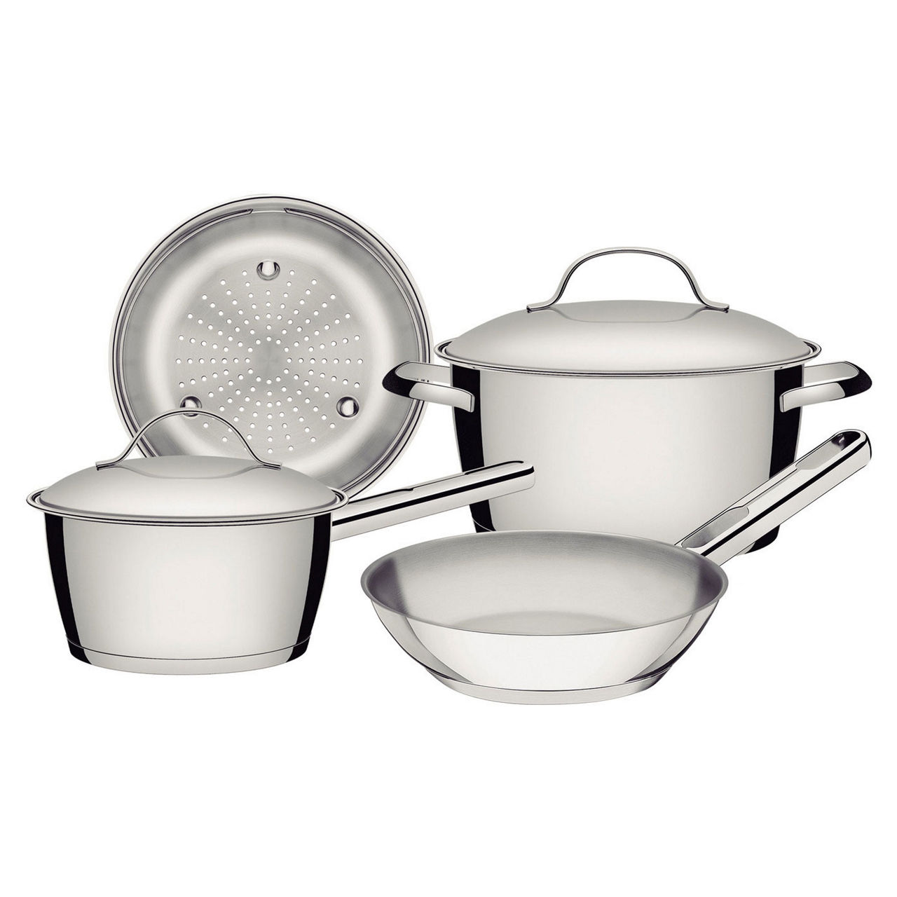 Allegra Stainless Steel Four-Piece Cookware Set Allegra Stainless Steel Four-Piece Cookware Set