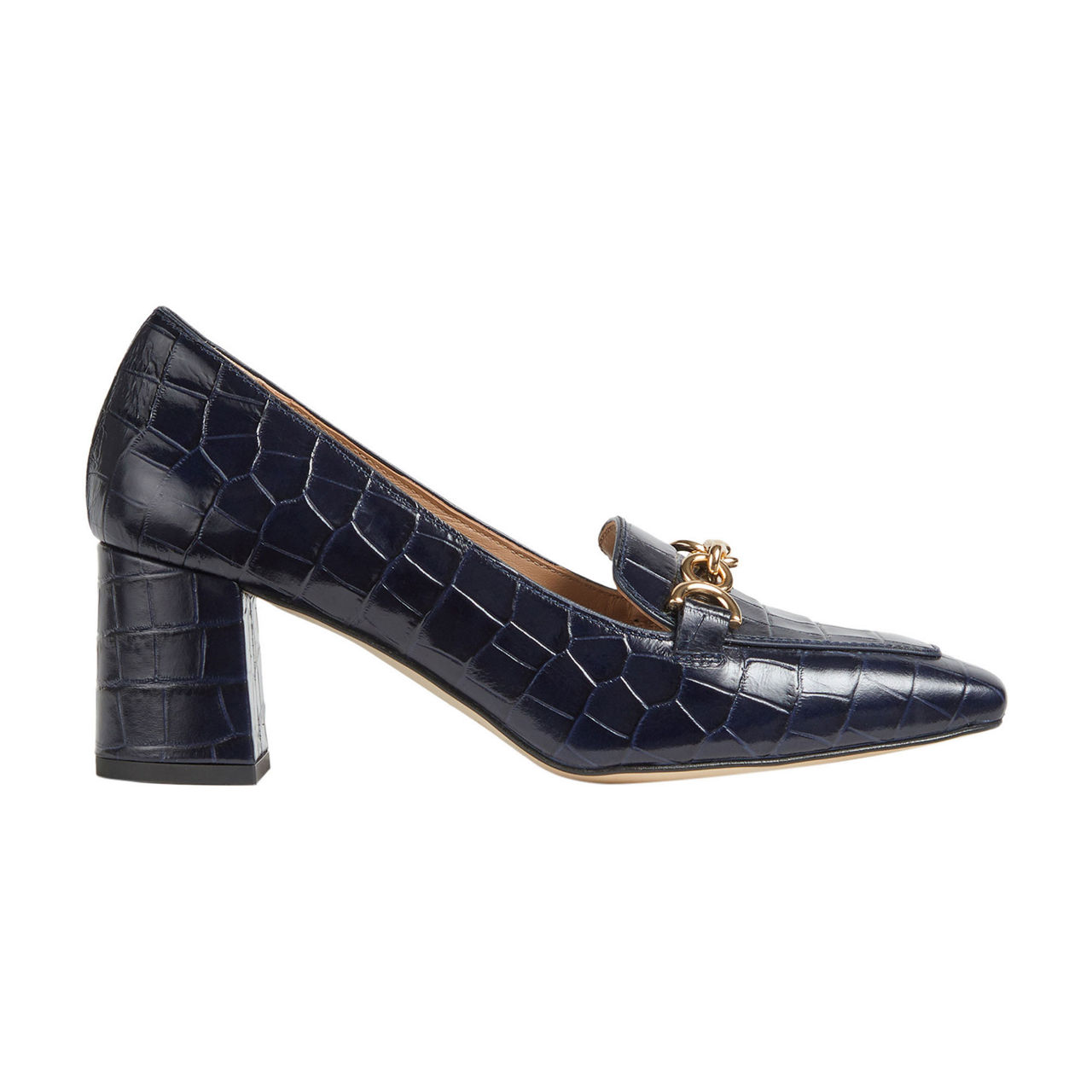 Johanna Croc-Embossed Block Loafers Johanna Croc-Embossed Block Loafers