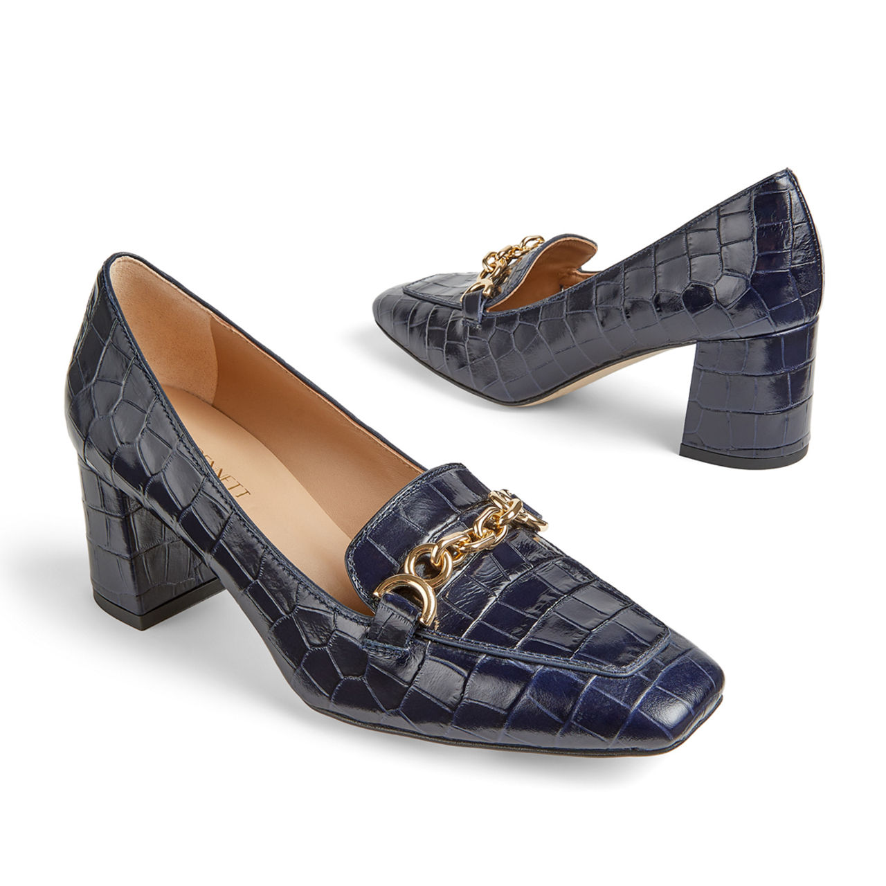 Johanna Croc-Embossed Block Loafers Johanna Croc-Embossed Block Loafers