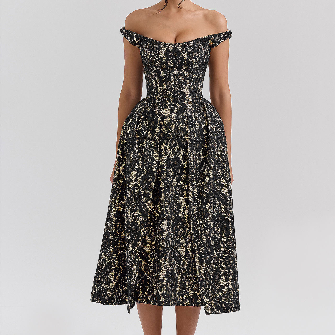 Charming Lace Off-The-Shoulder Gown Charming Lace Off-The-Shoulder Gown