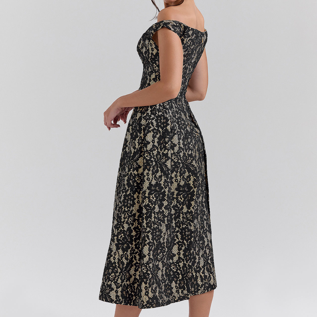 Charming Lace Off-The-Shoulder Gown Charming Lace Off-The-Shoulder Gown