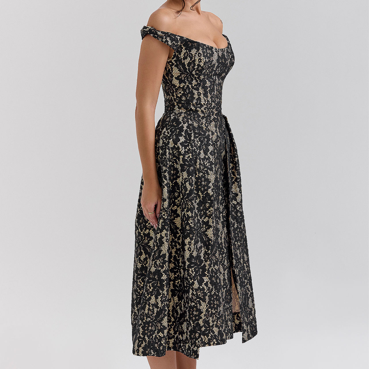 Charming Lace Off-The-Shoulder Gown Charming Lace Off-The-Shoulder Gown