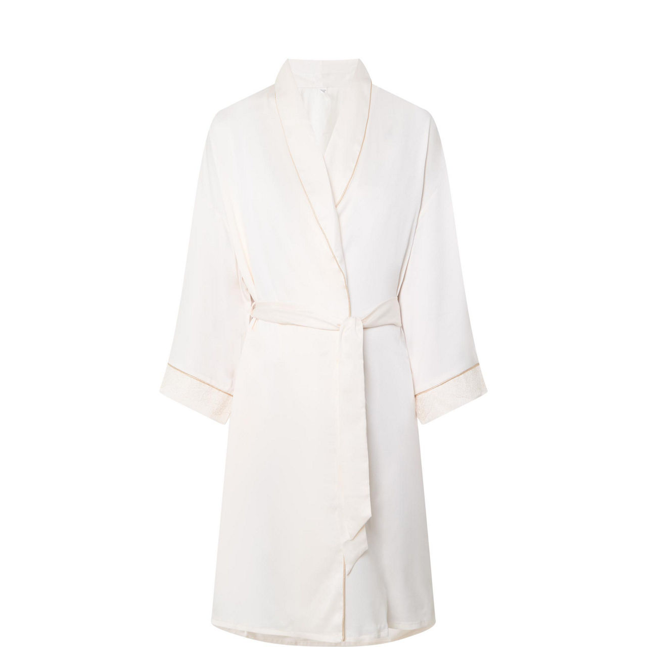 Lace Trim Belted Robe