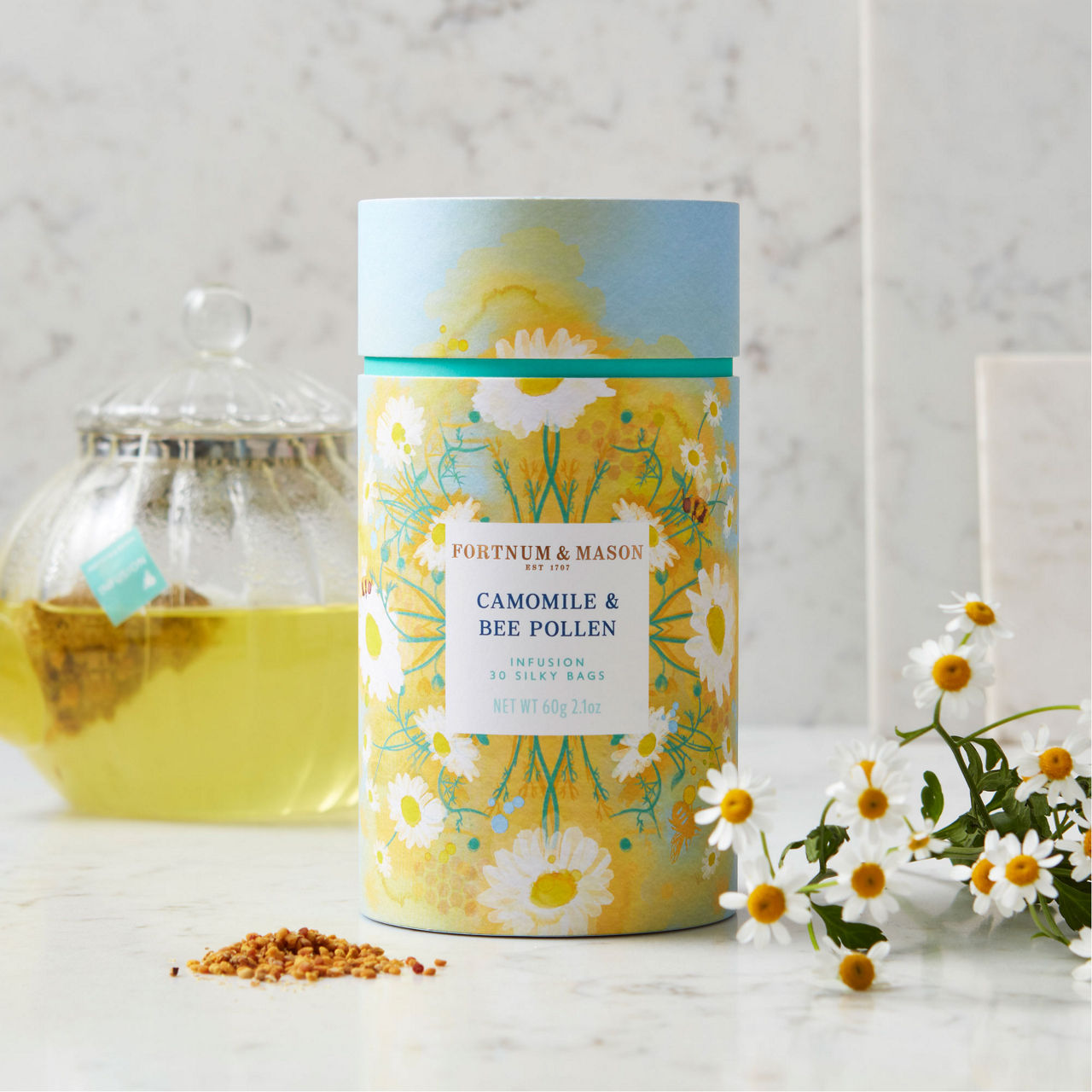 Camomile & Bee Pollen Infusion - 30 Silky Bags 60g Camomile & Bee Pollen Infusion - 30 Silky Bags 60g
