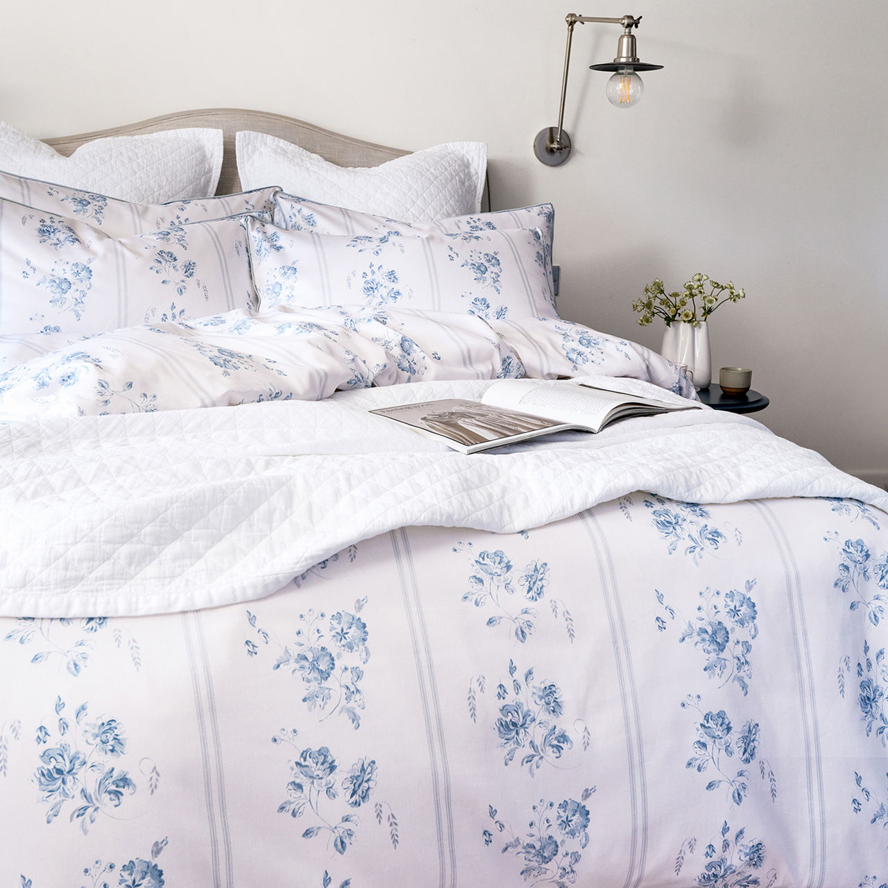 Austin Roses Duvet Set Blue Austin Roses Duvet Set Blue